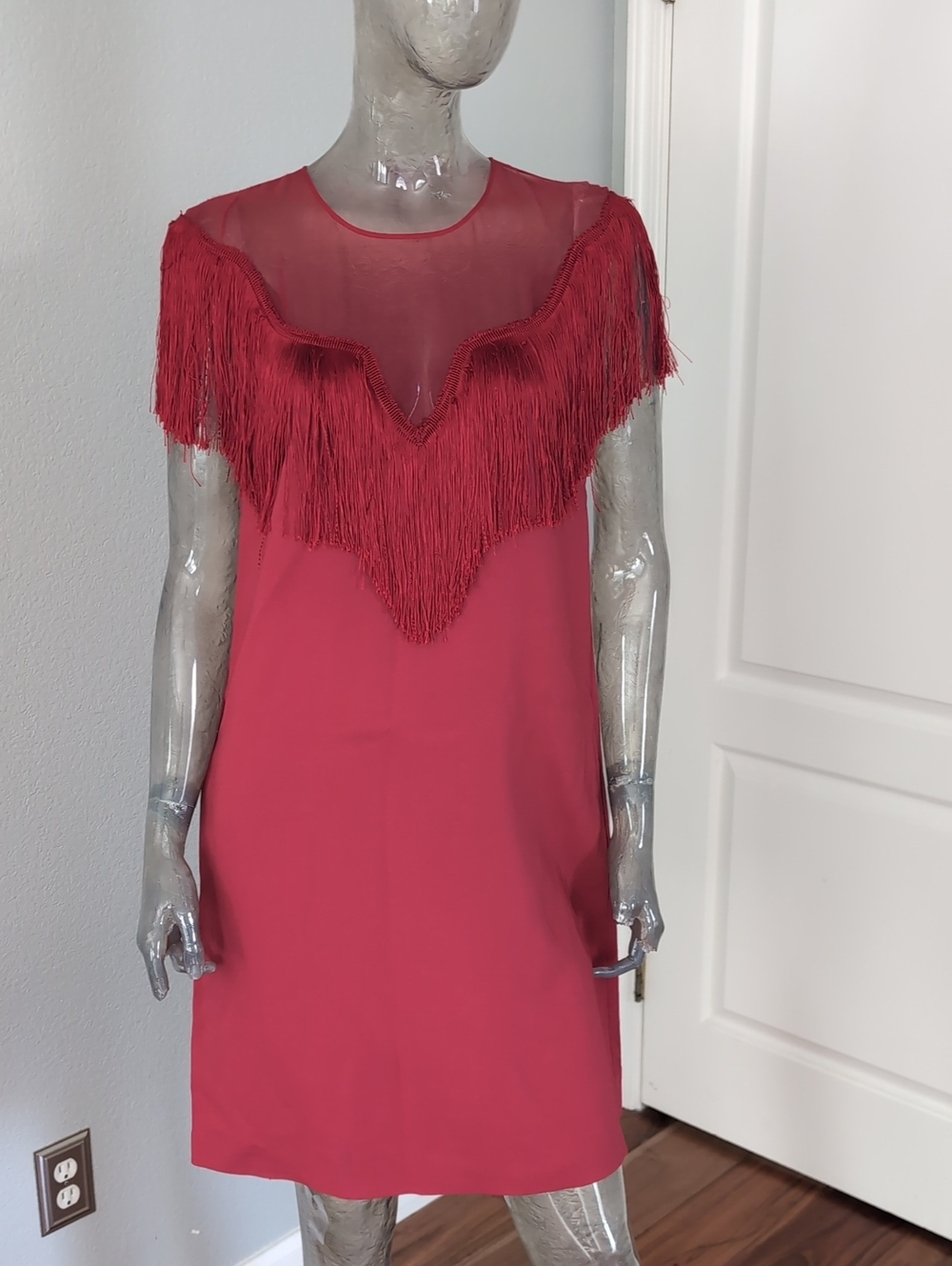 Alberta Ferretti Red Fringe Flapper (see video) Dress With Pockets Size 6 Nwt ❤️